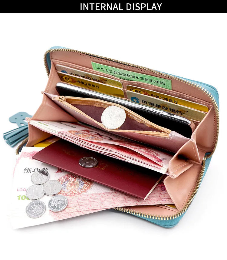 New Long Women Wallets Cute Fashion Multifunctional Clutch Female Wallet Card Holder Luxury PU Leather Women's Purses
