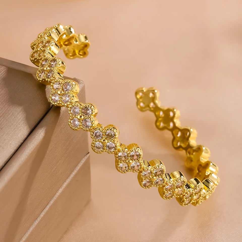 Yupsk Luxury Brass Colorful Random Zircon Flowers Bracelets for Women Exquisite Dopamine Buling CZ Jewelry Gifts