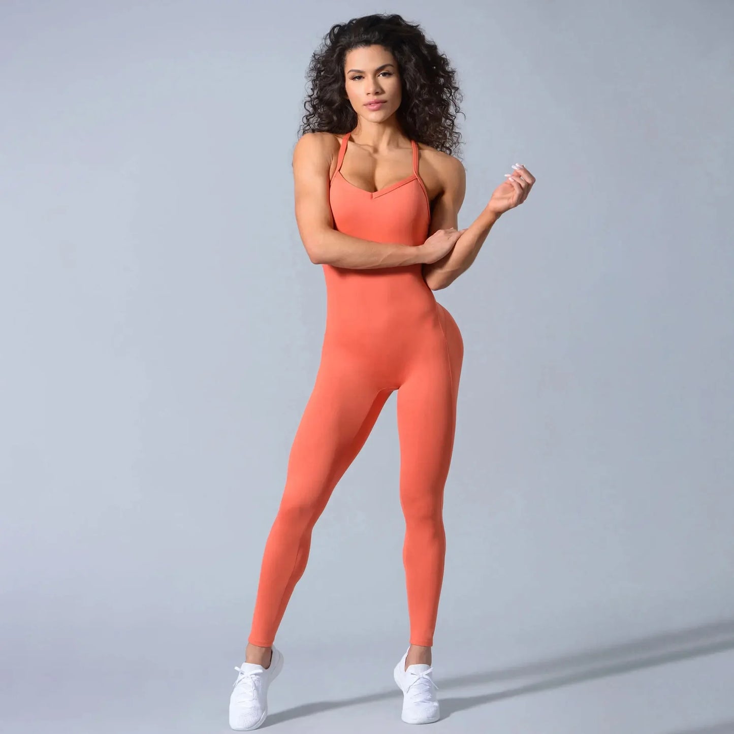 Seamless Yoga Jumpsuits Sports Fitness Backless Hip-lifting Running Jumpsuits Training Dance Dress Gym Workout Clothes for Women