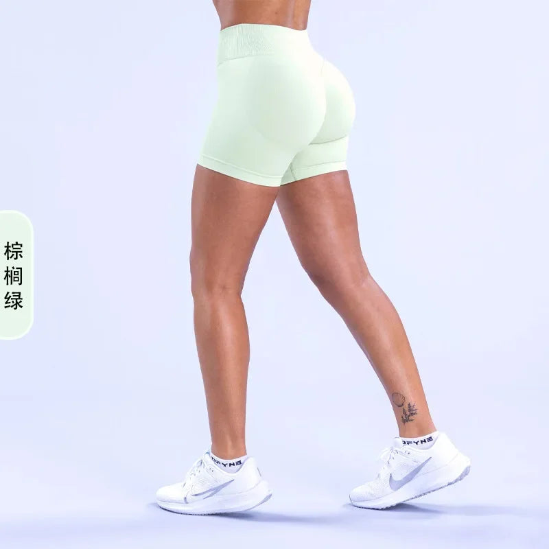 Dynamic Shorts With Logo 4.5' Seamless Scrunch Bum Yoga Short Ribbed High Waist Band Gym Short High Stretch Workout Biker Shorts