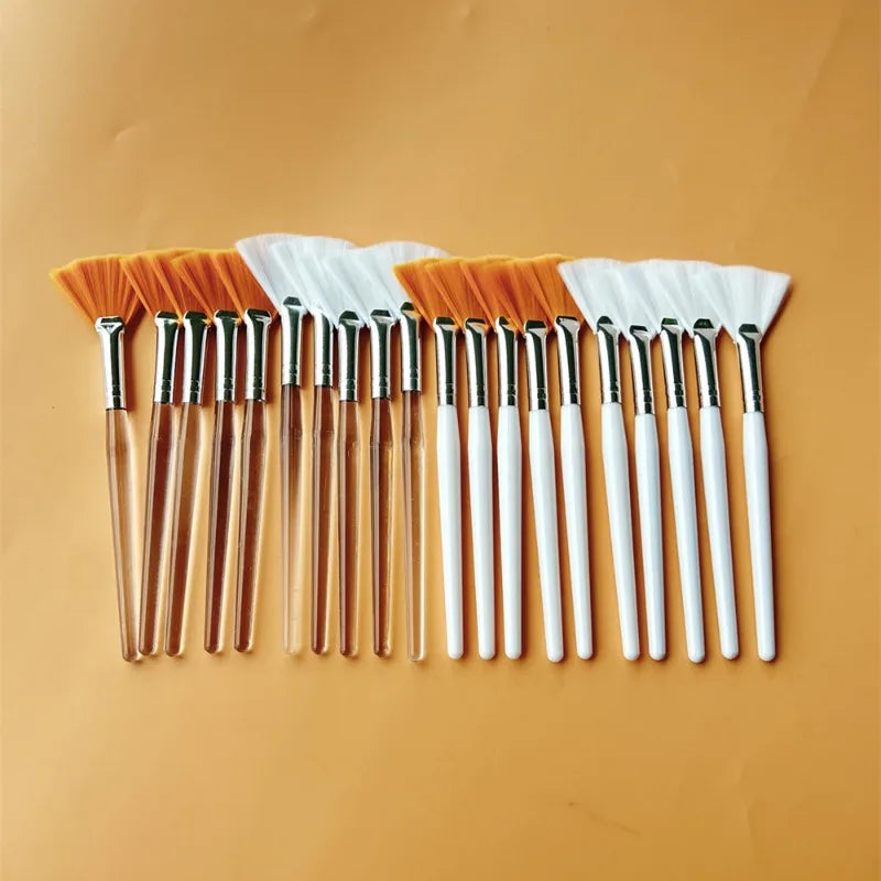 Fan Shape Makeup Brushes Set (10/20/50pcs) – Multifunctional Foundation, Facial Mask, and Essential Oil Brushes for Women