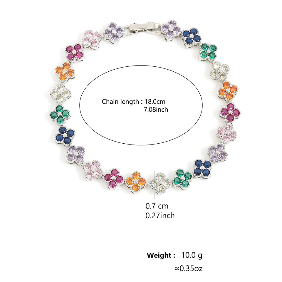 Yupsk Luxury Brass Colorful Random Zircon Flowers Bracelets for Women Exquisite Dopamine Buling CZ Jewelry Gifts