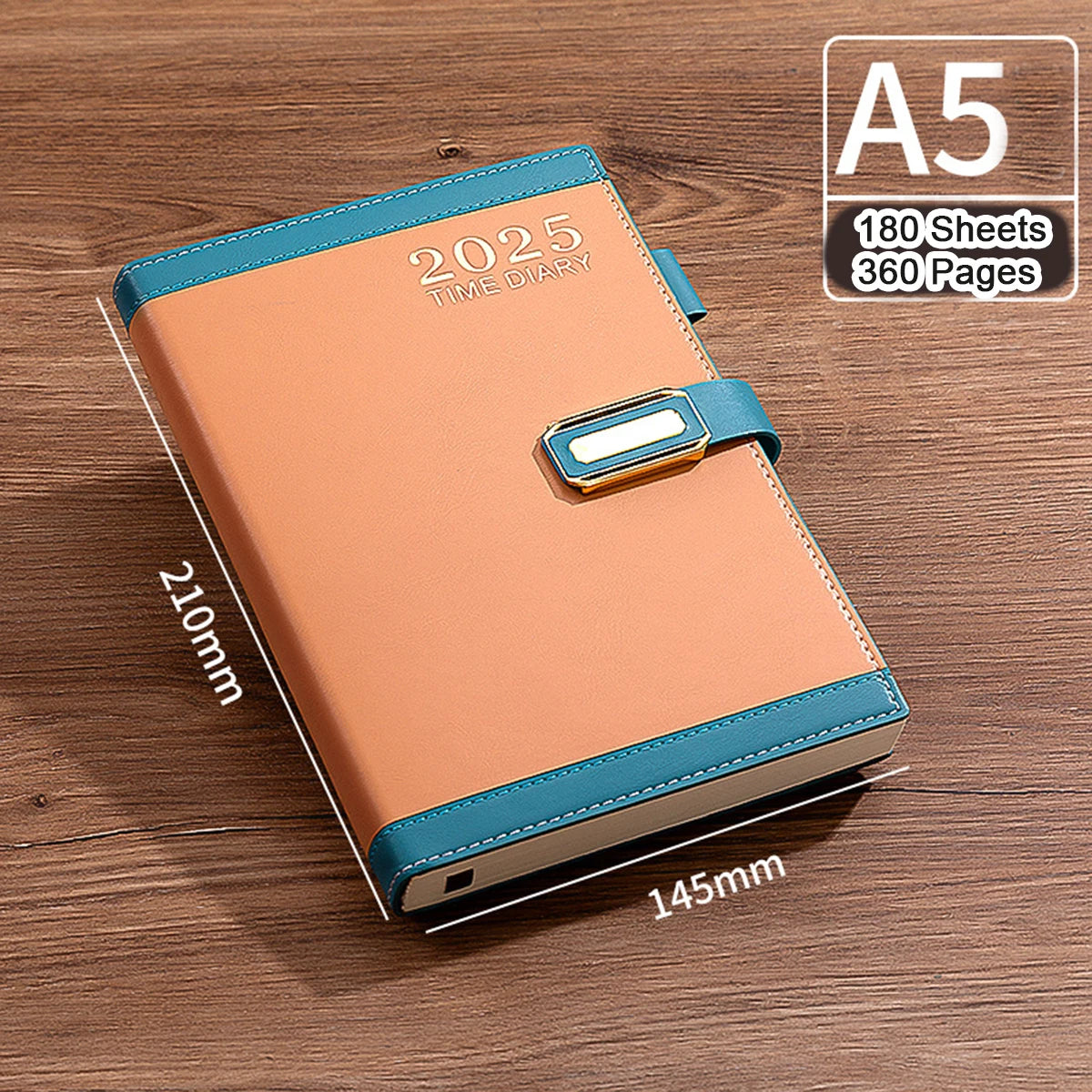 (Can Engrave Logo) A5 Thickened Leather Student Subject Notebook, New 2025 Buckle Notepad, Travel Log, Diary, 180 Sheets