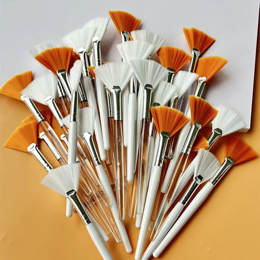 Fan Shape Makeup Brushes Set (10/20/50pcs) – Multifunctional Foundation, Facial Mask, and Essential Oil Brushes for Women
