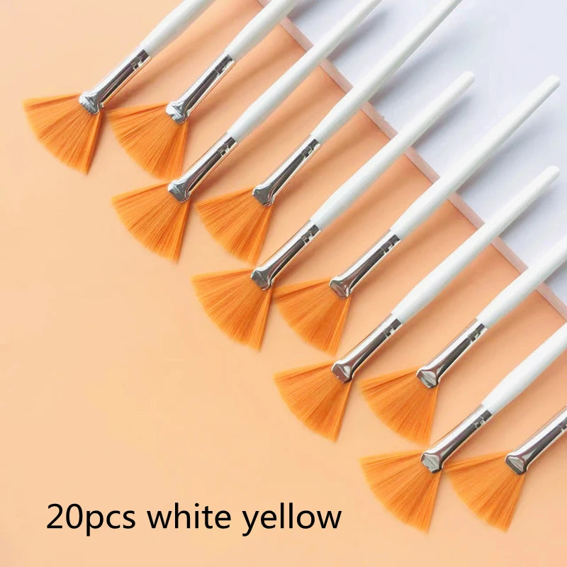 Fan Shape Makeup Brushes Set (10/20/50pcs) – Multifunctional Foundation, Facial Mask, and Essential Oil Brushes for Women