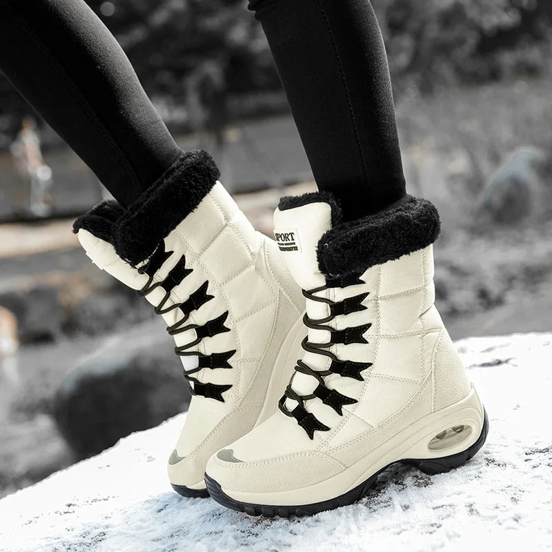 Winter Women Boots High Quality Warm Snow Boots Lace-up Comfortable Ankle Outdoor Waterproof Hiking 2024