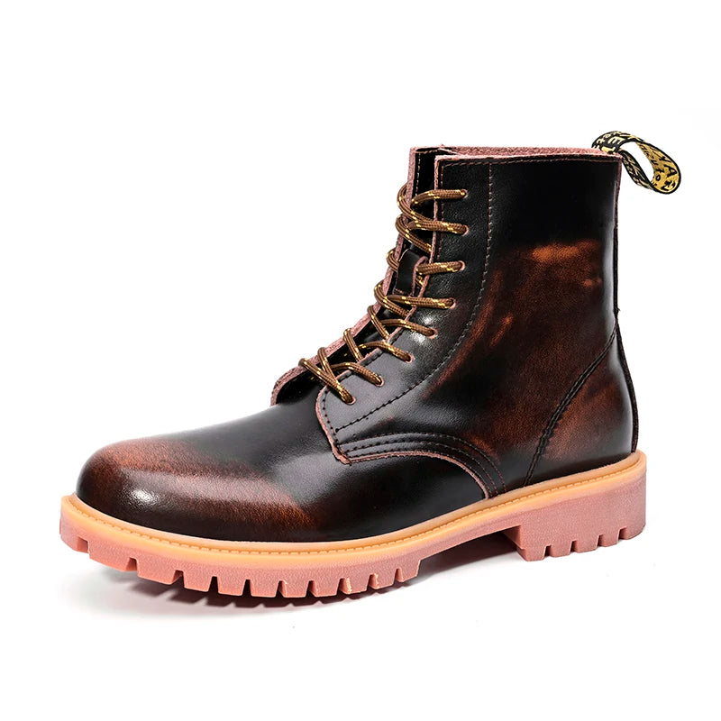 New Arrivals Brown Ankle Boots For Women Big Size 37-47 Lace-Up High Top Shoes Men's Boots Comfortable Flat Leather Boots Male