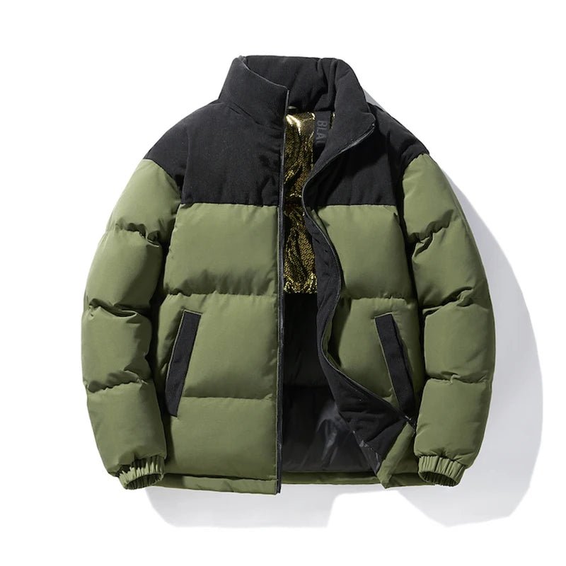 Vertical Collar Color-Block Down Jacket – Warm, Simple, and Trendy Design, Classic All-Purpose Fabrics, Comfortable and Skin-Friendly Winter Coat