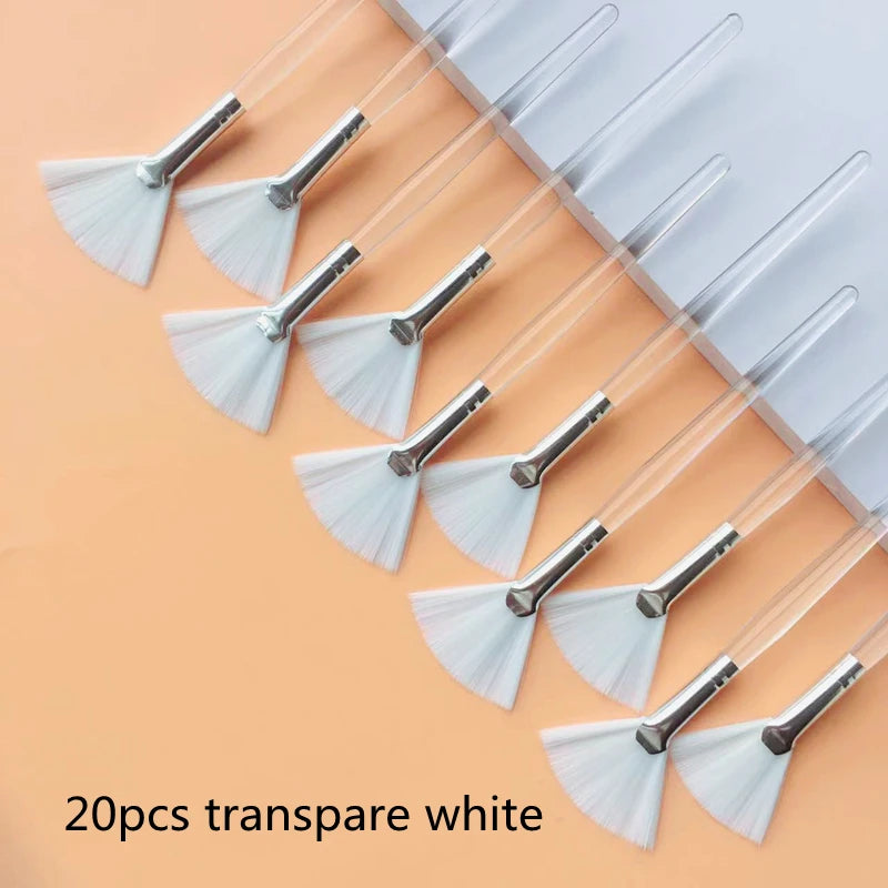 Fan Shape Makeup Brushes Set (10/20/50pcs) – Multifunctional Foundation, Facial Mask, and Essential Oil Brushes for Women