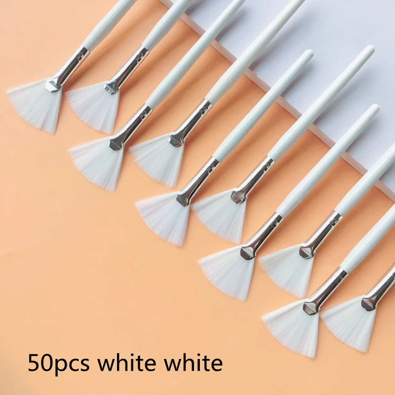 Fan Shape Makeup Brushes Set (10/20/50pcs) – Multifunctional Foundation, Facial Mask, and Essential Oil Brushes for Women
