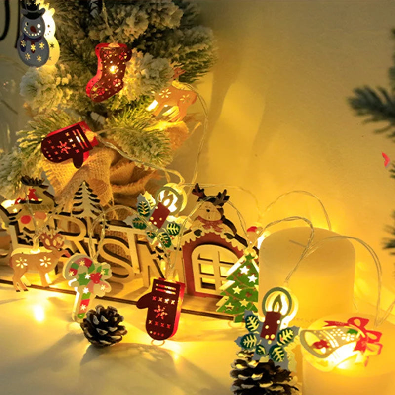 LED Fairy Lights Garland – Fawn Gloves and Bell Design, Battery-Operated Decorative Light for Living Room, Bedroom, or Garden, Iron Decorative Lamp