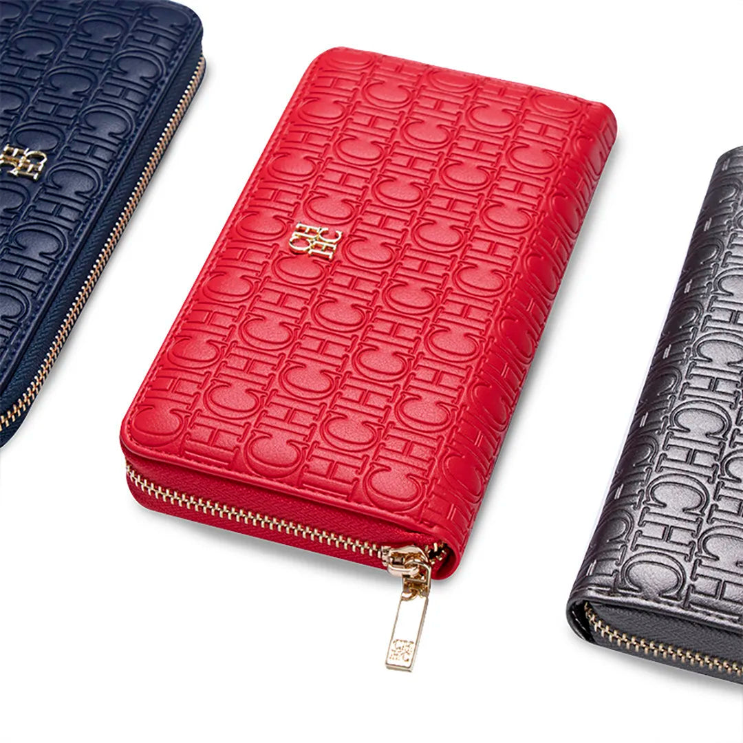 CH Women's Solid Colour Long Wallet Niche Design Fashion Simple Large Capacity Bag Luxury Temperament Vintage Classic Wallet