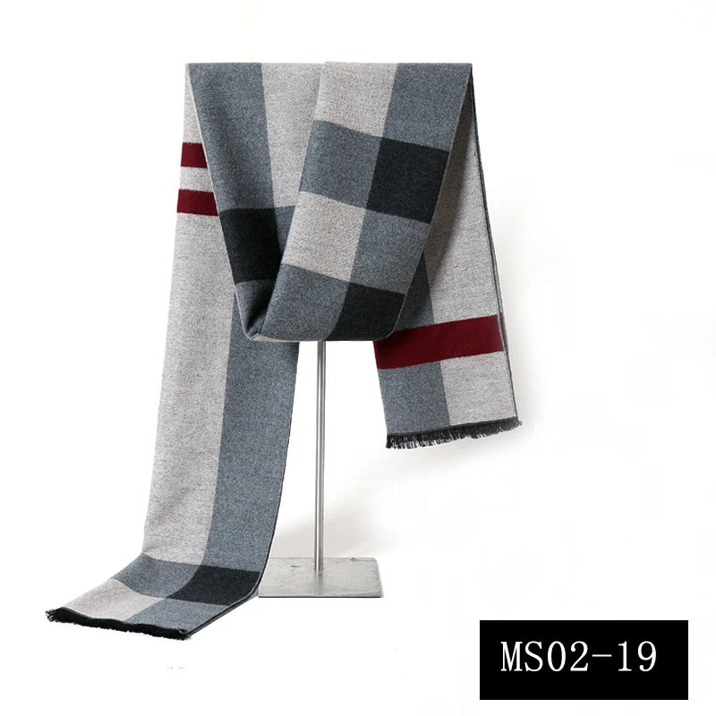 Fashion Men Scarves Luxury Plaid Autumn Winter Pashmina Neckerchief Thicken Warm Imitation Cashmere Men's Business Long Wraps