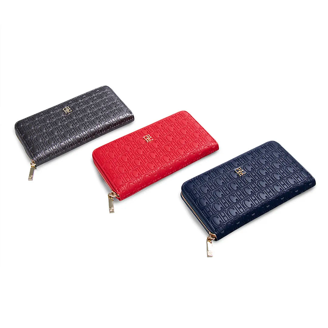 CH Women's Solid Colour Long Wallet Niche Design Fashion Simple Large Capacity Bag Luxury Temperament Vintage Classic Wallet