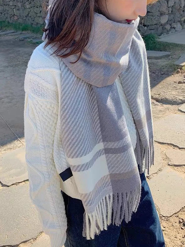 New 2025 Women Scarf Autumn Winter Vintage Preppy Style Plaid Wrap Scarve Pashmina Mujer Femme Foulard Bufanda Shawl Unisex Men