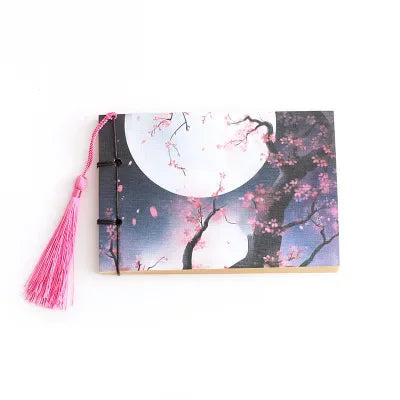Chinese Style Blue Rose Color Diary Note Book Tassel Stationery Retro Flower Sketchbook Journal Empty Notebook Chinoiserie