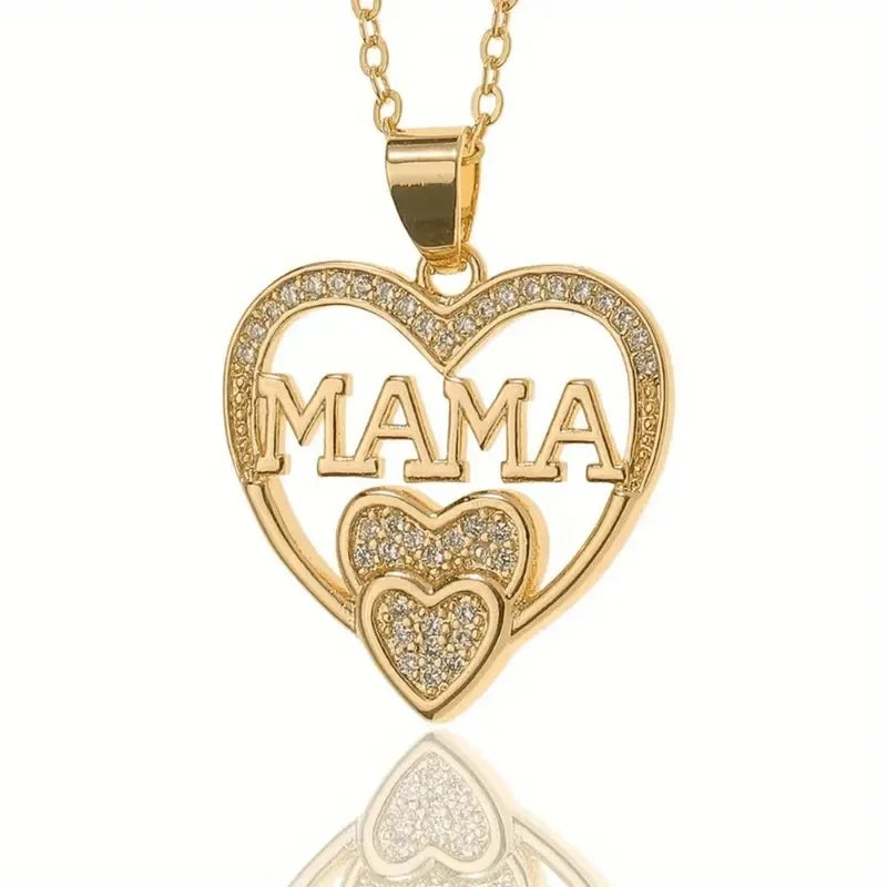 Elegant and Minimalist Women's Love Necklace MOM Pendant as A Mother's Day Gift