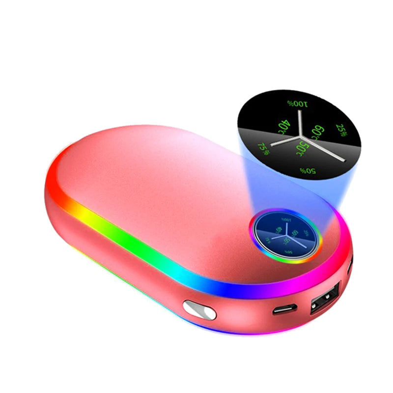 10,000mAh USB Rechargeable Electric Hand Warmer – 4-in-1 Mini Pocket Power Bank with Dual-Side Heating and Long Battery Life for Winter"