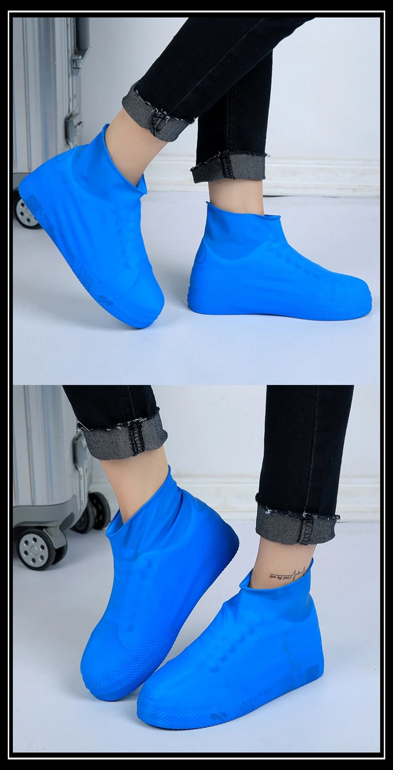 Rain Boots Waterproof Shoes Cover Silicone Unisex Outdoor Waterproof Non-Slip Non-slip Wear-Resistant Reusable Shoe Cover