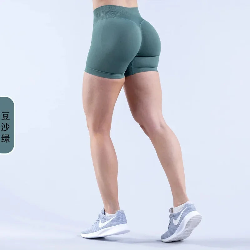 Dynamic Shorts With Logo 4.5' Seamless Scrunch Bum Yoga Short Ribbed High Waist Band Gym Short High Stretch Workout Biker Shorts