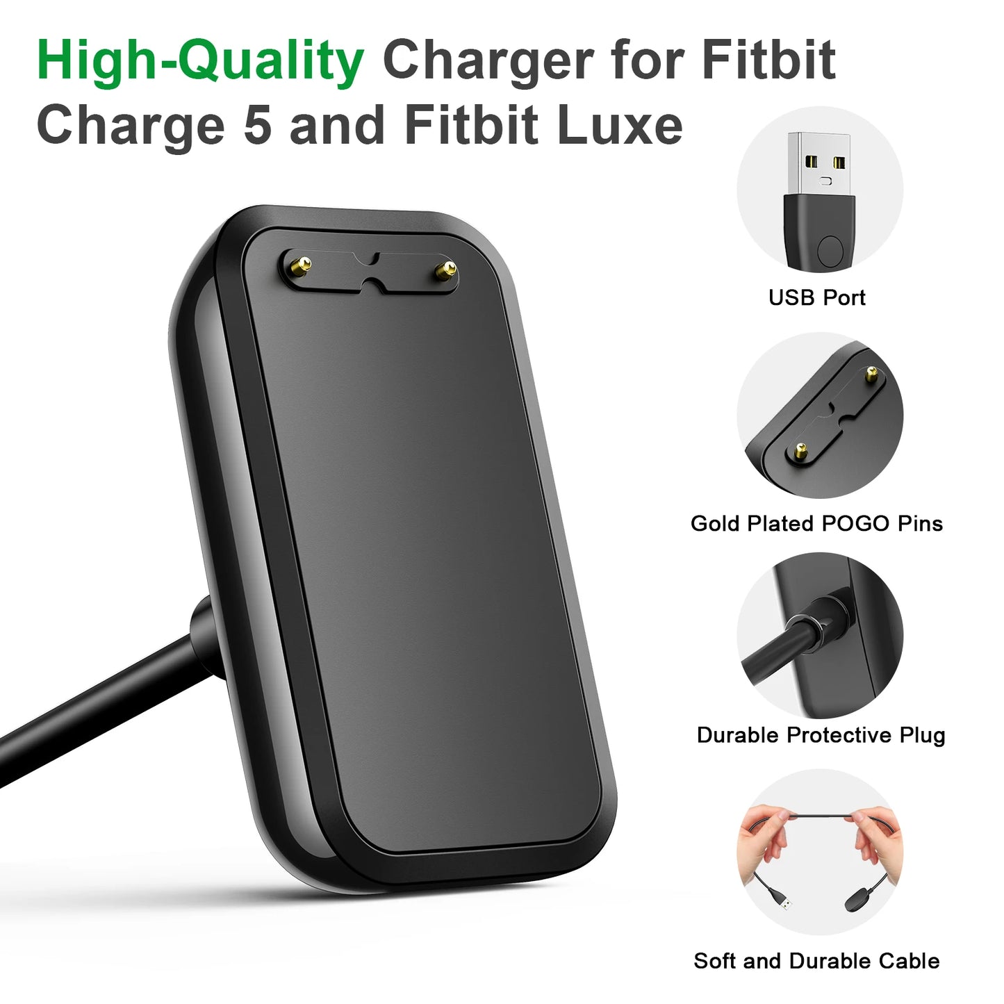 100cm/50cm USB Charger For Fitbit Charge 5 Charging Cable For Fitbit Luxe USB Charging Charger Dock With Reset Function