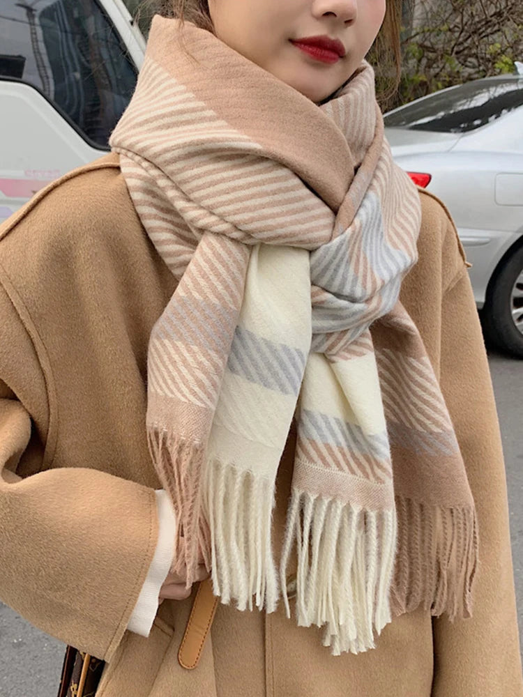 New 2025 Women Scarf Autumn Winter Vintage Preppy Style Plaid Wrap Scarve Pashmina Mujer Femme Foulard Bufanda Shawl Unisex Men