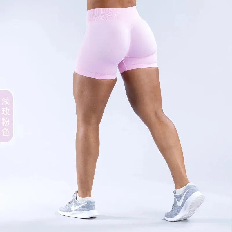 Dynamic Shorts With Logo 4.5' Seamless Scrunch Bum Yoga Short Ribbed High Waist Band Gym Short High Stretch Workout Biker Shorts