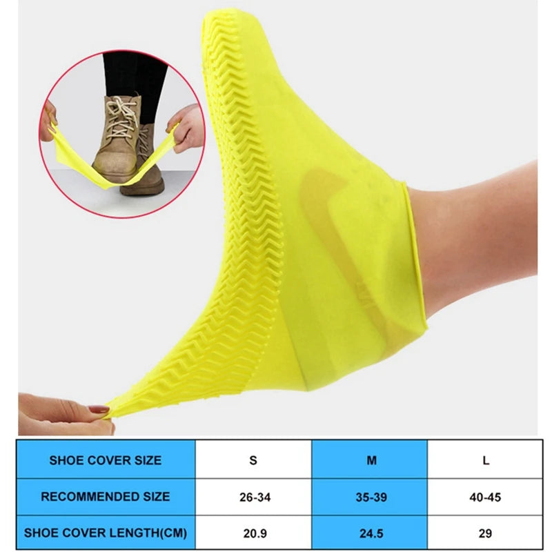 Rain Boots Waterproof Shoes Cover Silicone Unisex Outdoor Waterproof Non-Slip Non-slip Wear-Resistant Reusable Shoe Cover