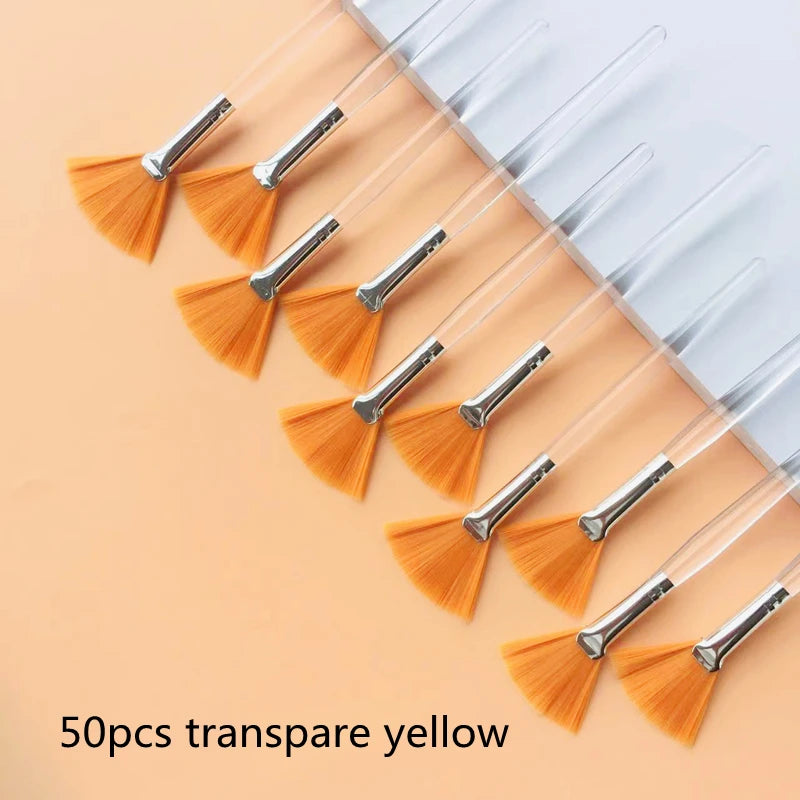 Fan Shape Makeup Brushes Set (10/20/50pcs) – Multifunctional Foundation, Facial Mask, and Essential Oil Brushes for Women