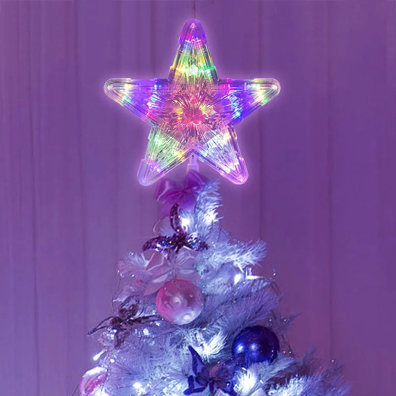 LED Light-Up Christmas Tree Star Topper – Festive Xmas Tree Ornament Lamp for 2024 Holiday Season, Perfect for Home Navidad and New Year Decorations