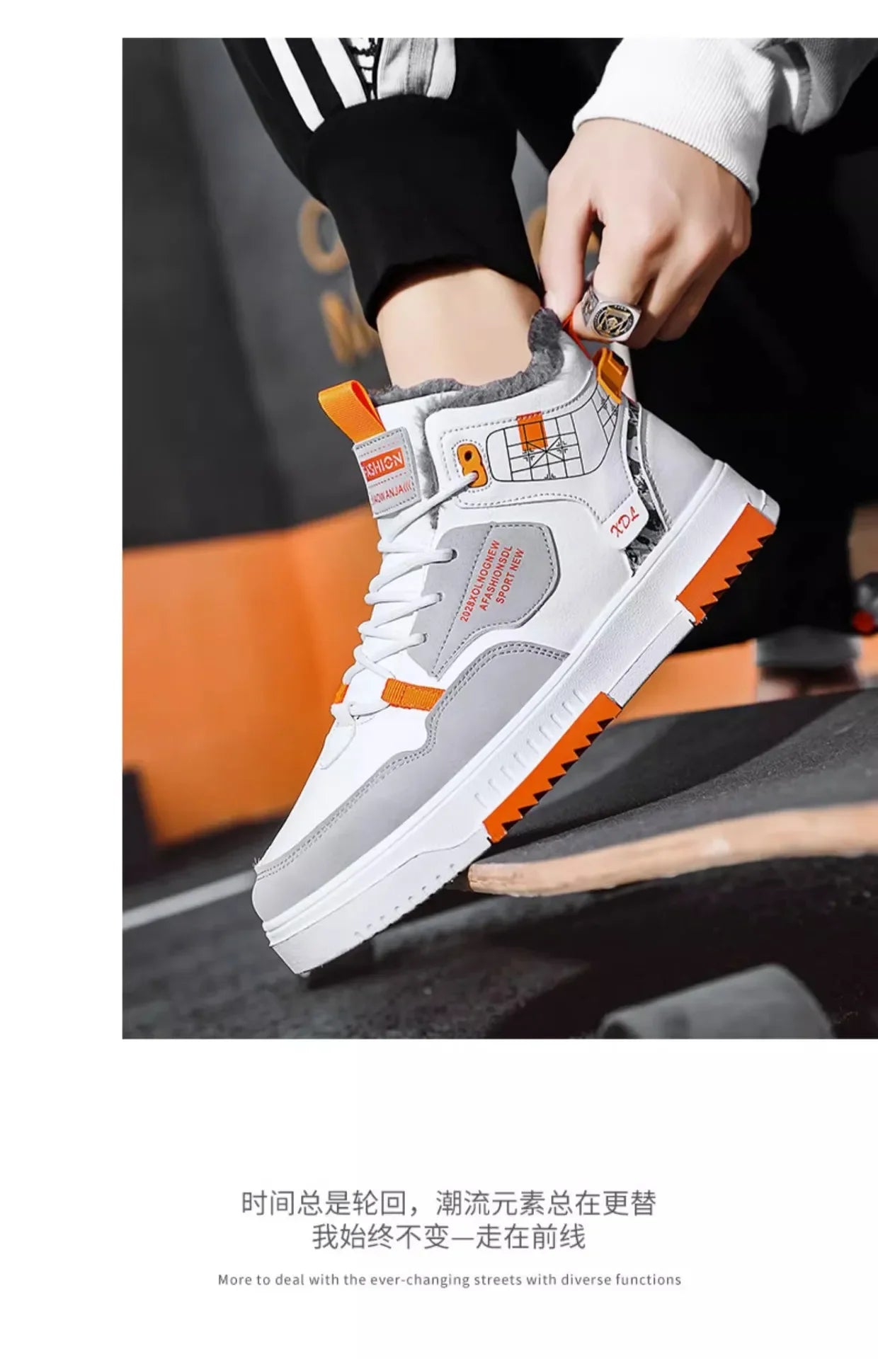 Men's Winter Fleece Warm Snow Boots for Men High Top Thick Bottom Non-slip Casual Shoes Outdoor Warm Men's Cotton Shoes Sneakers