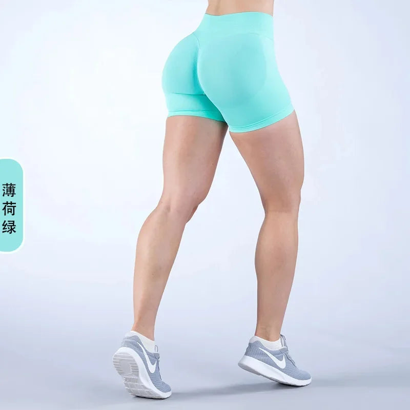 Dynamic Shorts With Logo 4.5' Seamless Scrunch Bum Yoga Short Ribbed High Waist Band Gym Short High Stretch Workout Biker Shorts