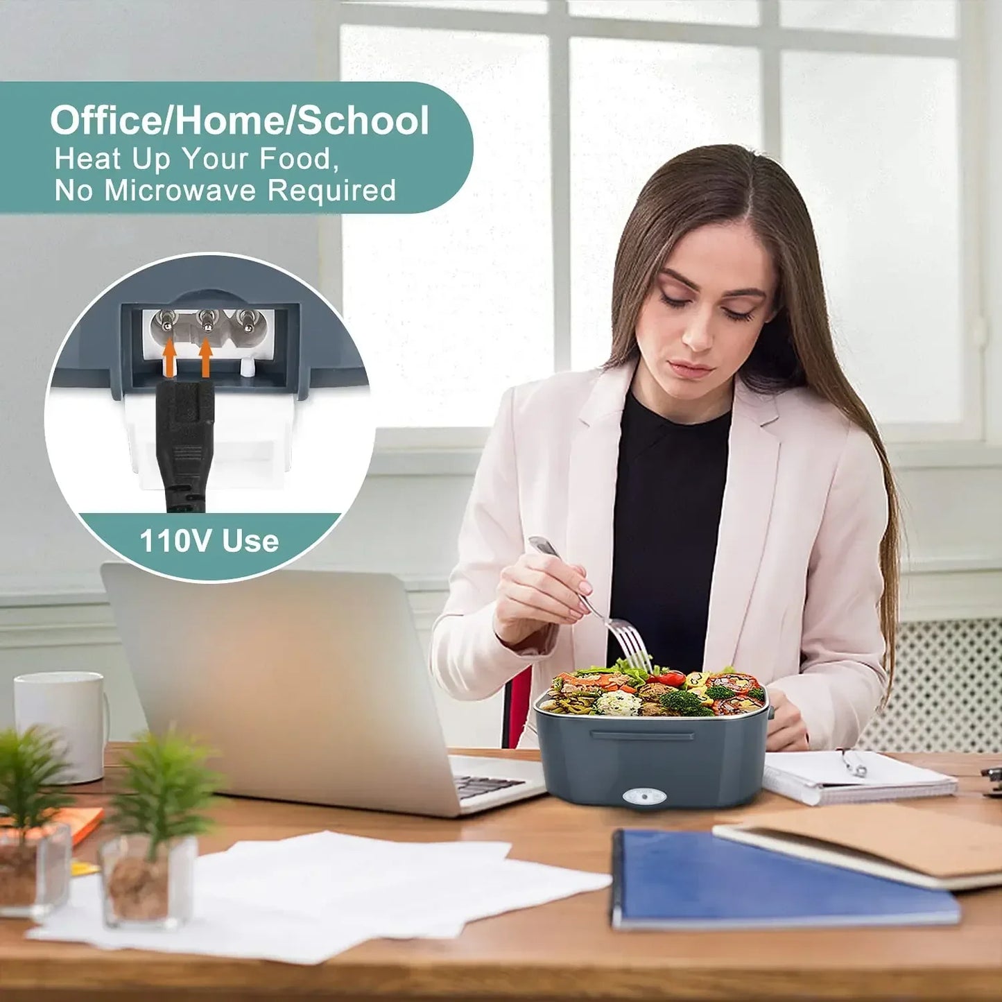 2-in-1 Electric Heating Lunch Box – Portable Food Warmer with Dual Function for Heating and Storing Meals on the Go