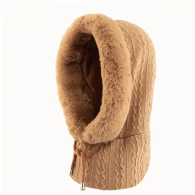 Thicken Knitted Fleece One-Piece Winter Scarf Mask