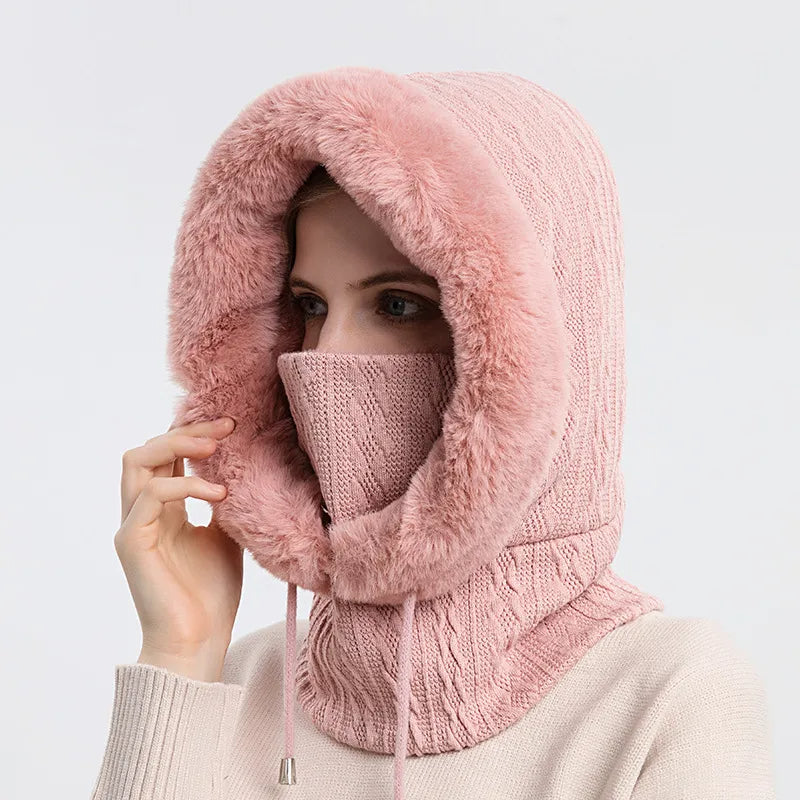 Thicken Knitted Fleece One-Piece Winter Scarf Mask