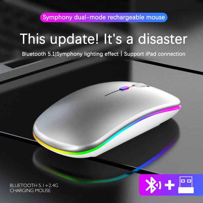 2.4G Wireless Mouse Rechargeable Bluetooth RGB