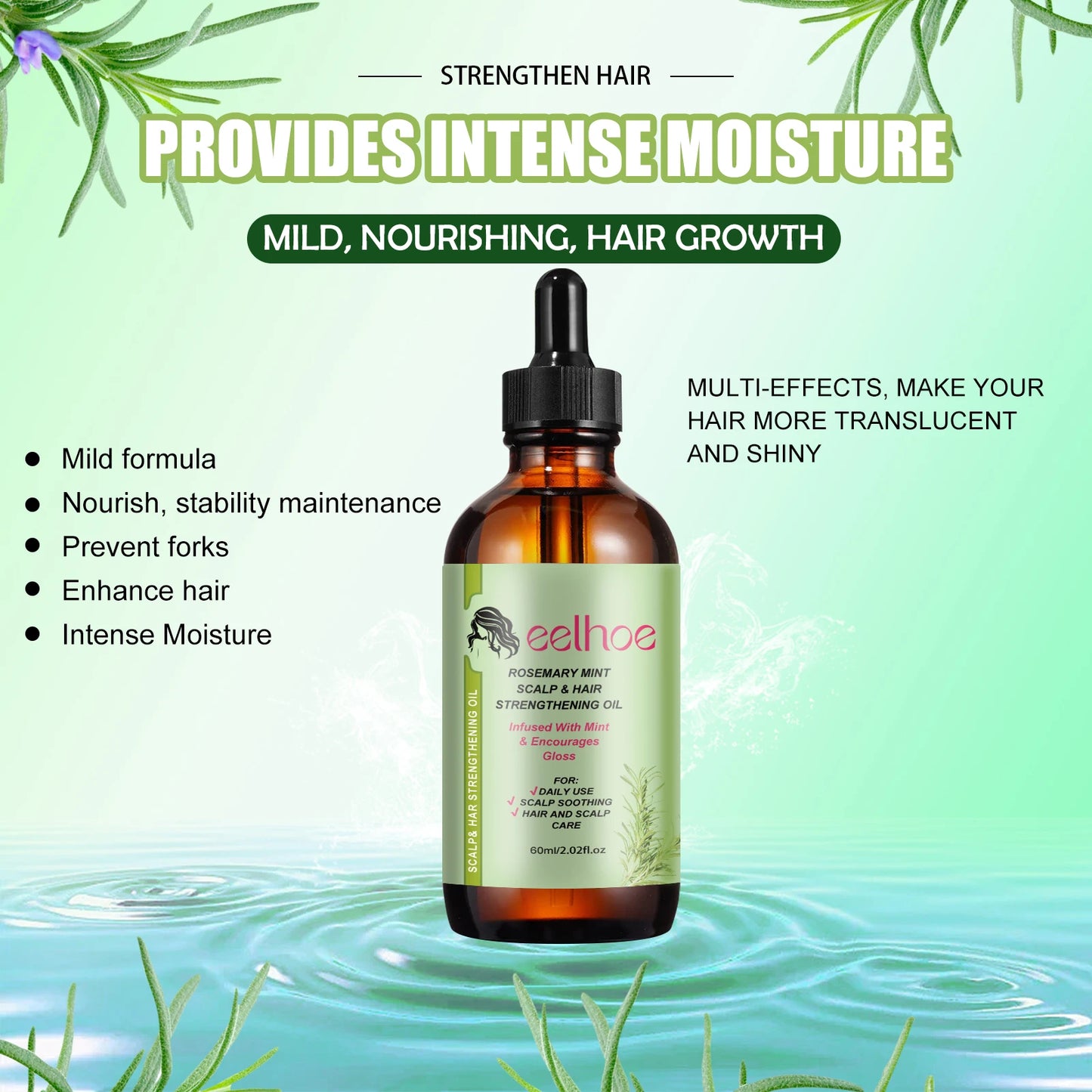 Rosemary Hair Care Products Promote Hair Growth Nourishing Saver Relieve Scalp Tension Mint Scalp Best Hair Oil With Brush