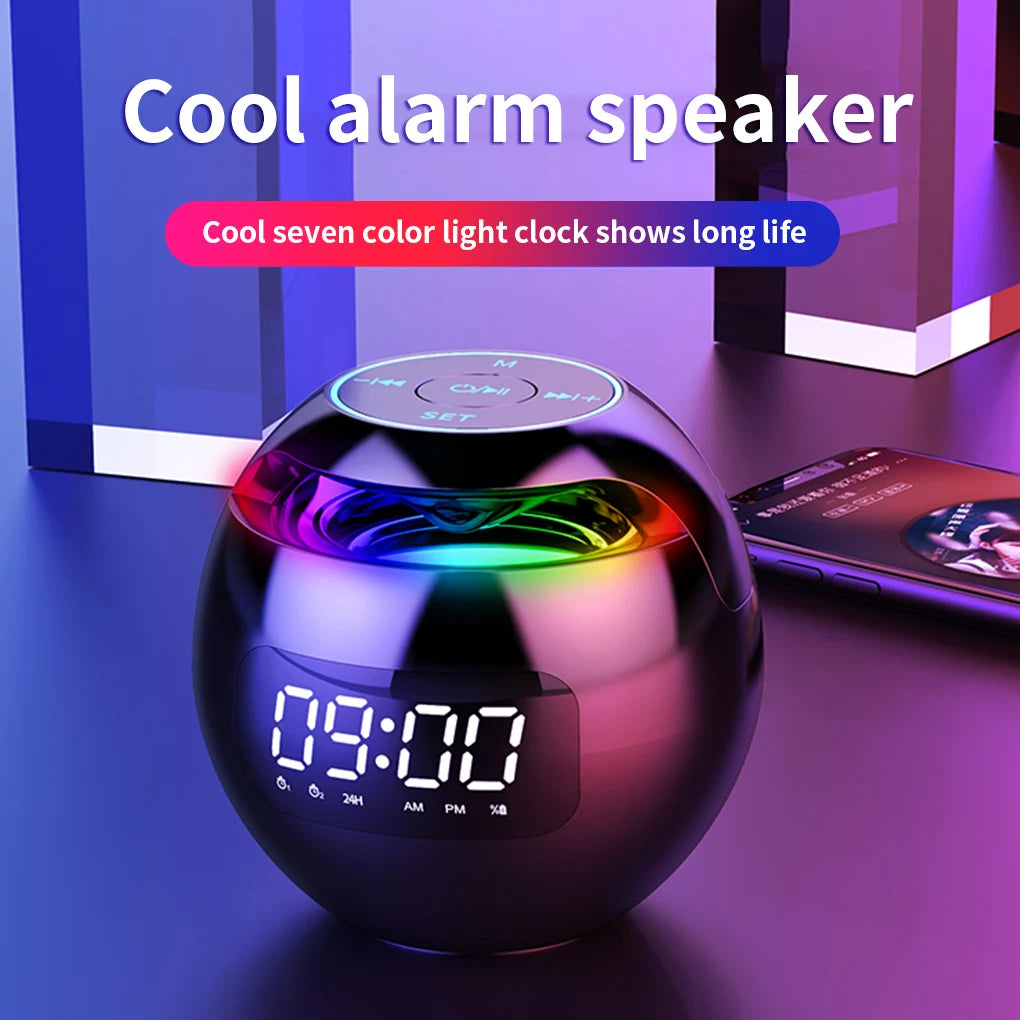 Portable Wireless Bluetooth 5.0 Speaker with LED Digital Alarm Clock Outdoor Loudspeaker Mini Speaker for Smart Phone Tablet PC