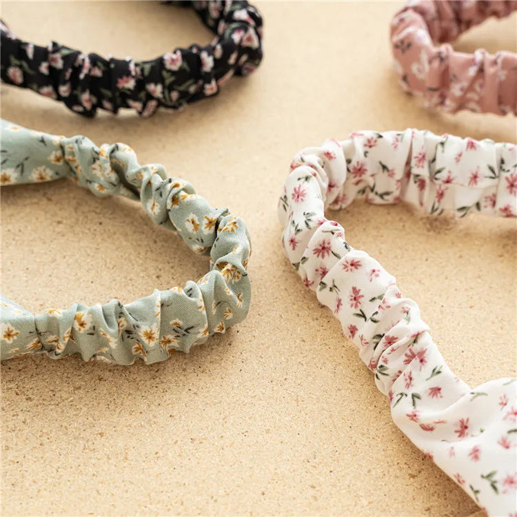 2022 Summer Vintage Print Flower Beach Bandana Hair Scarf Fashion Elastic Rubber Headbands for Women Girl Hair Accessories