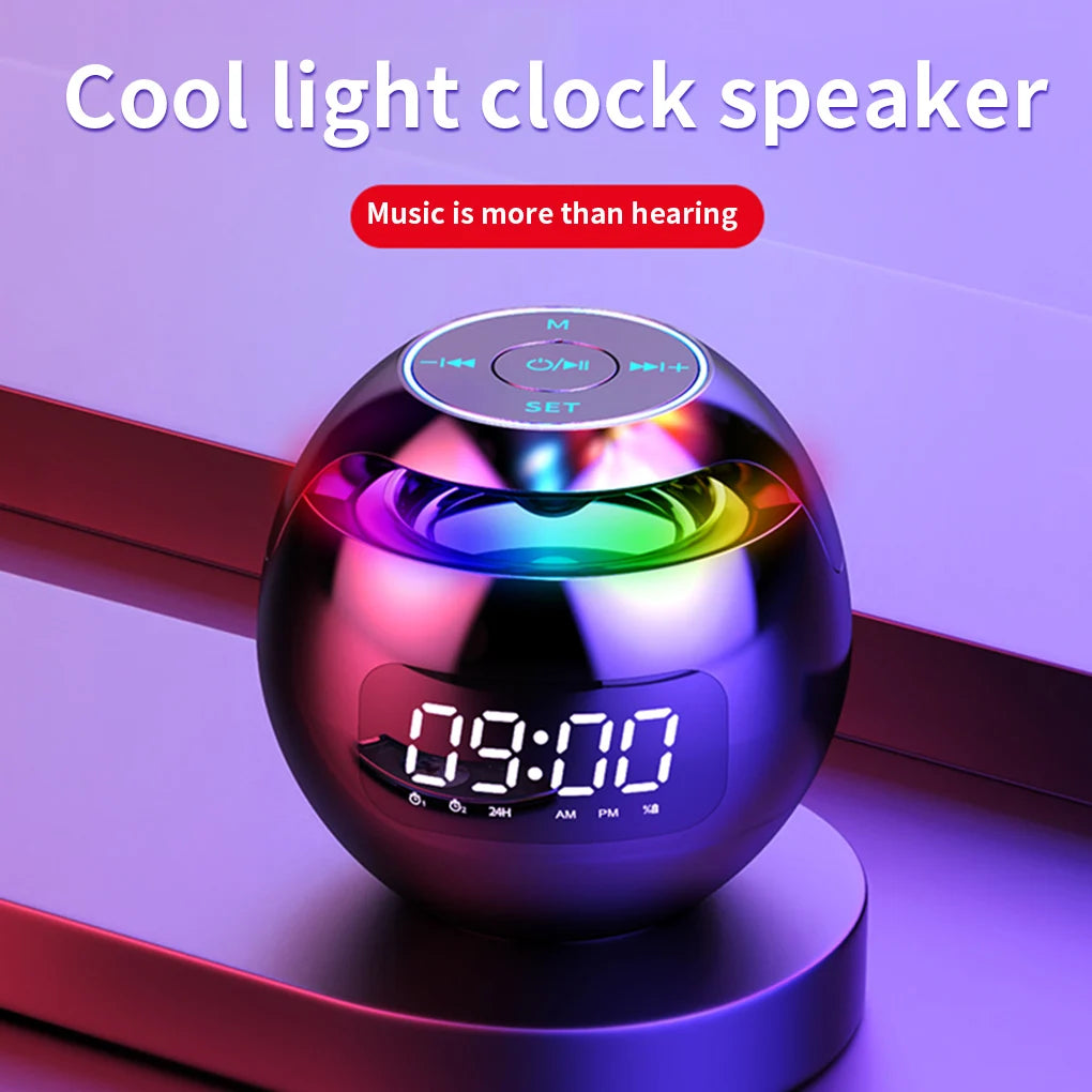 Portable Wireless Bluetooth 5.0 Speaker with LED Digital Alarm Clock Outdoor Loudspeaker Mini Speaker for Smart Phone Tablet PC