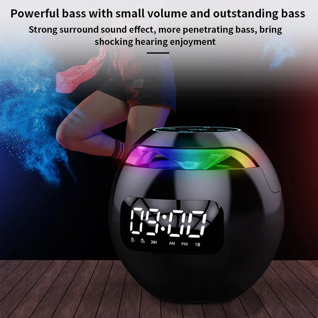 Portable Wireless Bluetooth 5.0 Speaker with LED Digital Alarm Clock Outdoor Loudspeaker Mini Speaker for Smart Phone Tablet PC