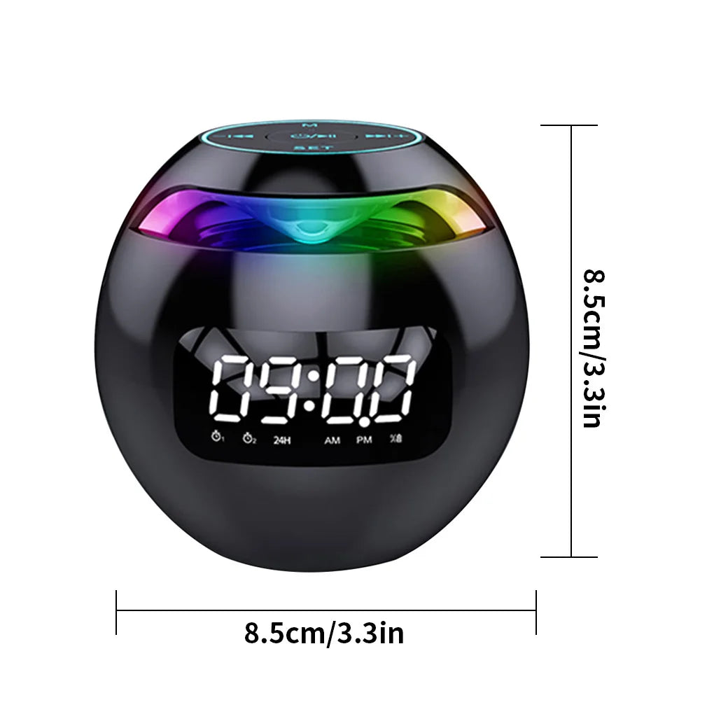 Portable Wireless Bluetooth 5.0 Speaker with LED Digital Alarm Clock Outdoor Loudspeaker Mini Speaker for Smart Phone Tablet PC