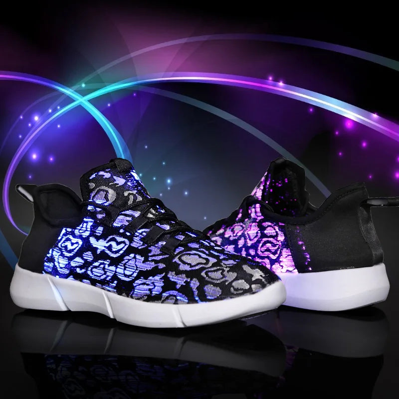 2025 New Luminous LED Sneakers – Light-Up, Glowing Shoes for Men & Women in White, Flashing Adult Sneakers