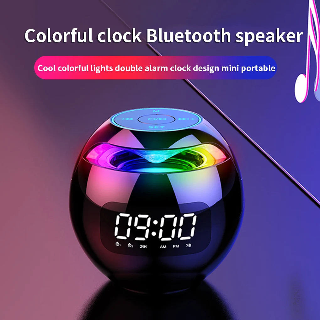 Portable Wireless Bluetooth 5.0 Speaker with LED Digital Alarm Clock Outdoor Loudspeaker Mini Speaker for Smart Phone Tablet PC