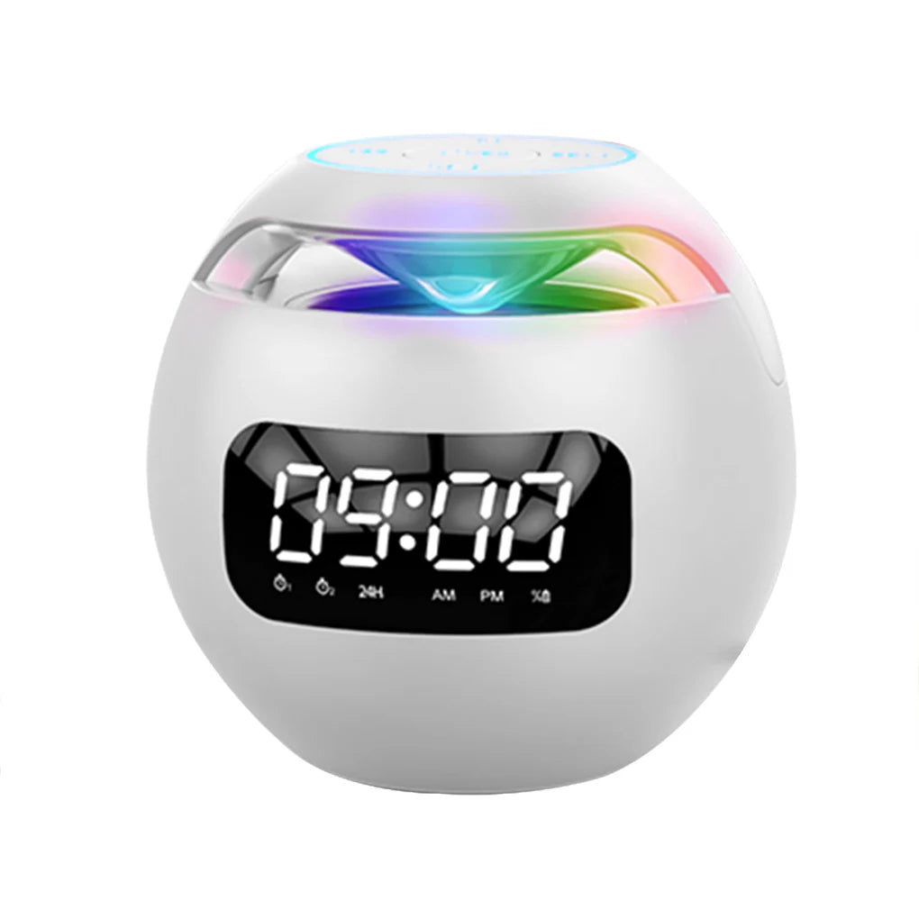 Portable Wireless Bluetooth 5.0 Speaker with LED Digital Alarm Clock Outdoor Loudspeaker Mini Speaker for Smart Phone Tablet PC