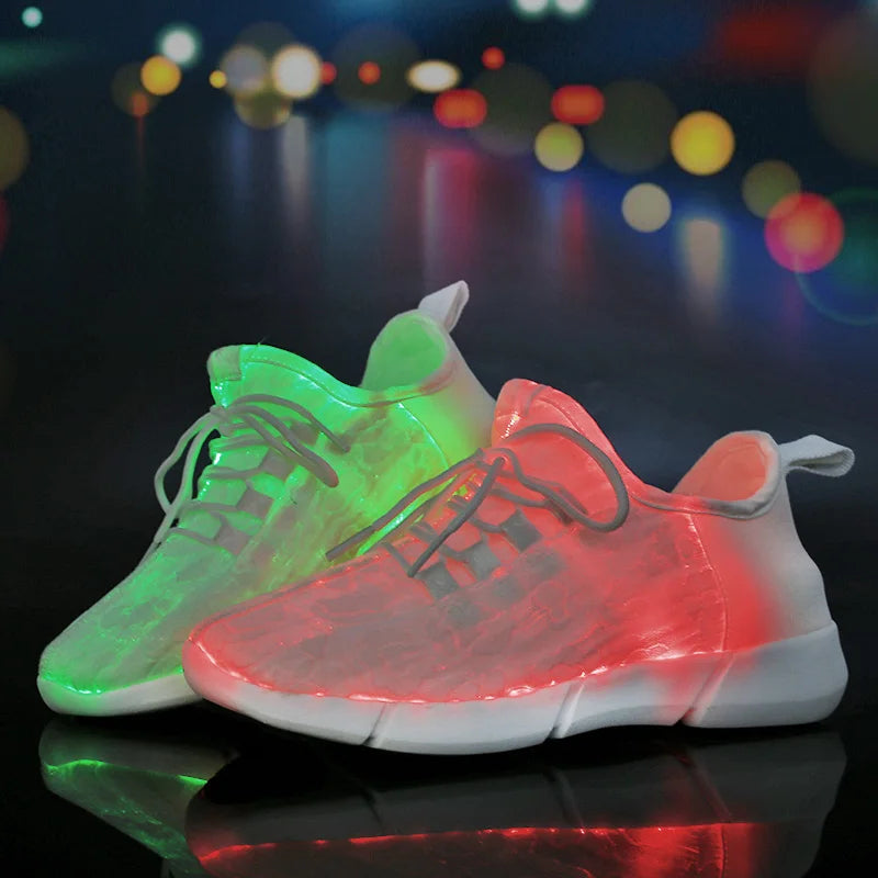 2025 New Luminous LED Sneakers – Light-Up, Glowing Shoes for Men & Women in White, Flashing Adult Sneakers