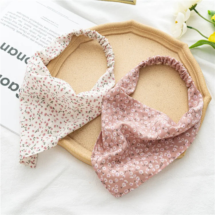 2022 Summer Vintage Print Flower Beach Bandana Hair Scarf Fashion Elastic Rubber Headbands for Women Girl Hair Accessories