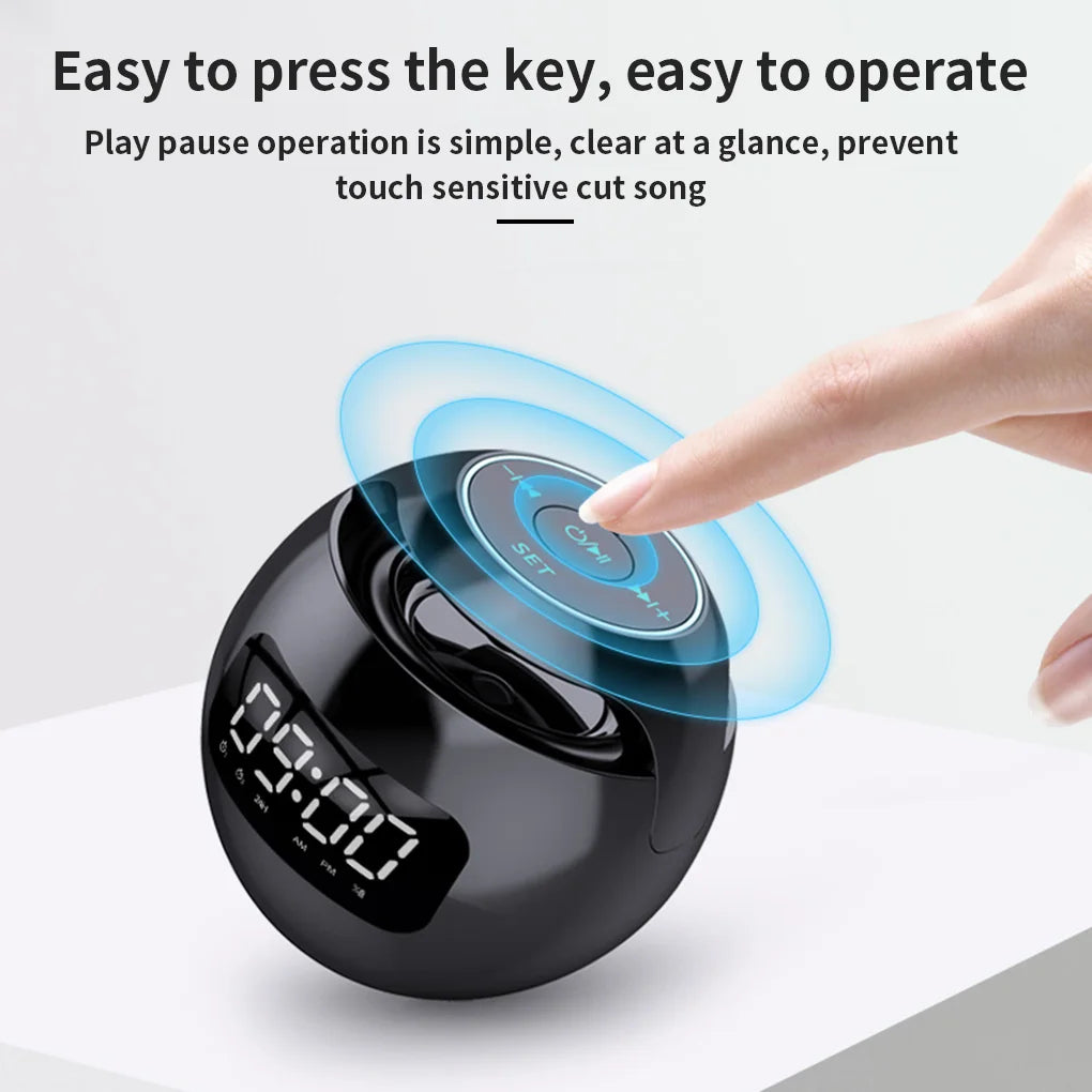 Portable Wireless Bluetooth 5.0 Speaker with LED Digital Alarm Clock Outdoor Loudspeaker Mini Speaker for Smart Phone Tablet PC