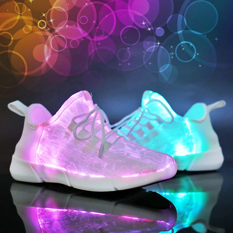 2025 New Luminous LED Sneakers – Light-Up, Glowing Shoes for Men & Women in White, Flashing Adult Sneakers