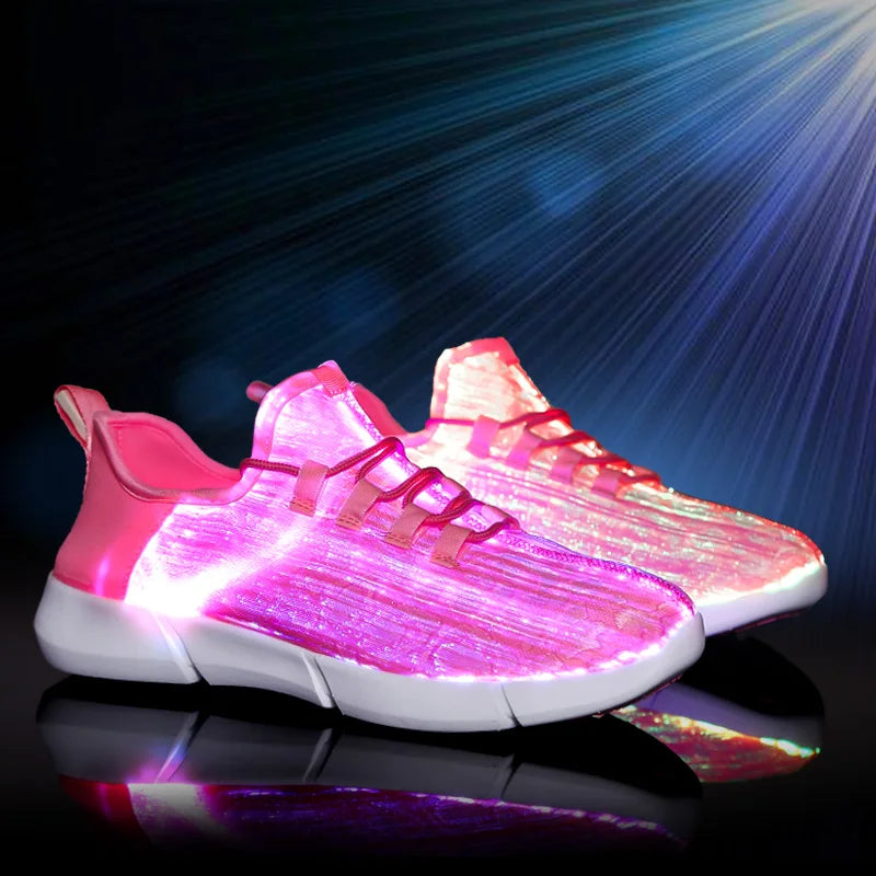 2025 New Luminous LED Sneakers – Light-Up, Glowing Shoes for Men & Women in White, Flashing Adult Sneakers